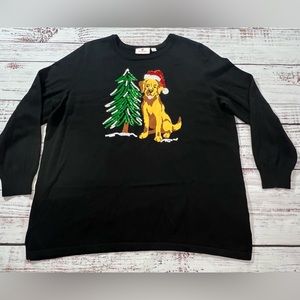 Quacker Factory Holiday Pets Golden Retriever Christmas XL long sleeve top